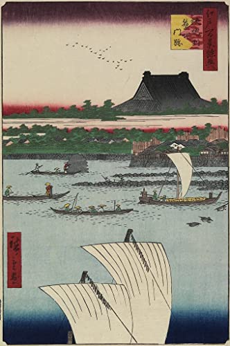 Poster sur toile Utagawa Hiroshige temple Tsukiji art Japon