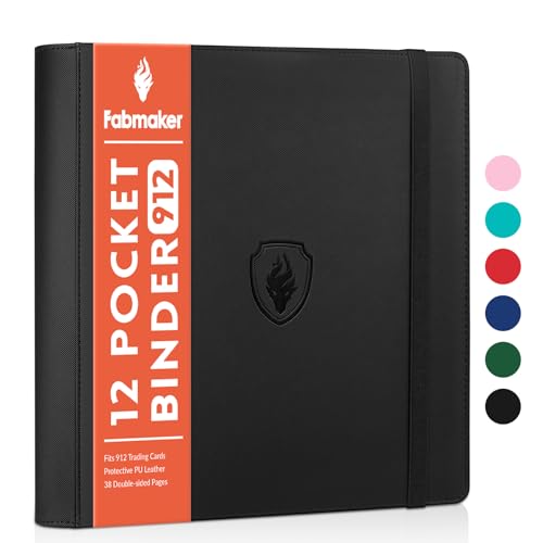 Fabmaker 12 Pocket Trading Card Binder for 912 Cards PU Cover Card Album