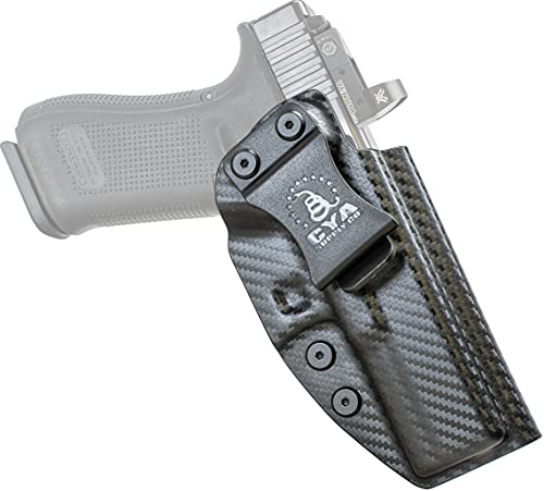CYA Supply Co. Base Optics Ready (Carbon Fiber) Inside Waistband Holster Concealed Carry IWB Veteran Owned Company Fits Glock 17 GEN 3-5 Glock 22/31 Gen 3-4