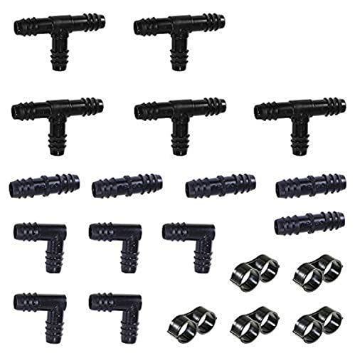 Irrigation-Fittings-Kit-for-12-Tubing-20-PIECE-SET-5-Tees-5-Couplings-5-Elbows-5-End-Cap-Figure-8-Plugs-Barbed-Connectors-For-Rain-Bird-16mm-520-ID-and-Compatible-Drip-or-Sprinkler-Systems