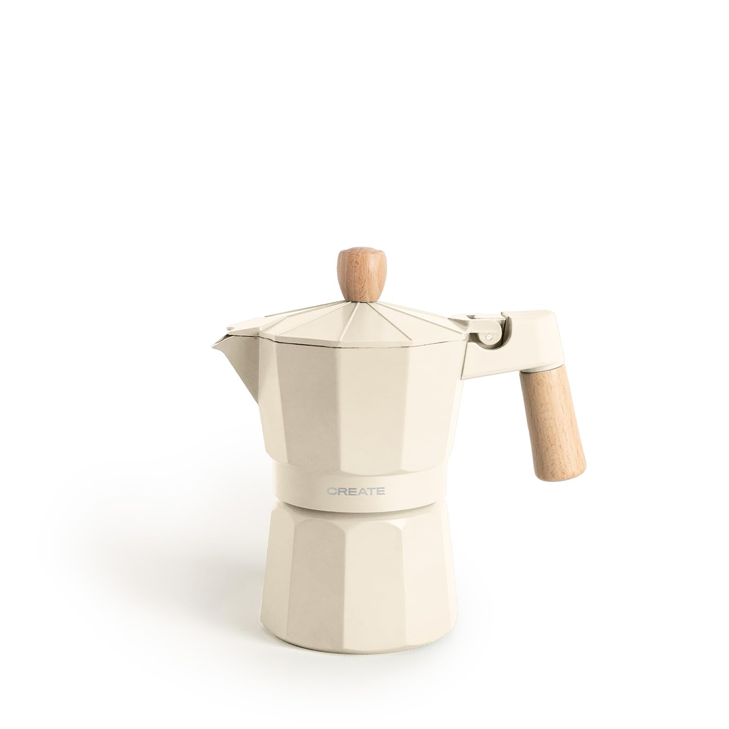 CREATE / THERA MOKA RETRO/Italian coffee maker without adapter for induction off-white/6 cup capacity, aluminium, 350 ml, safety valve, suitable for gas, electric or hob