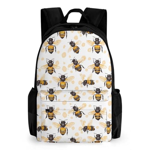 Honey Bees Travel Backpack Casual Daypack Shoulder Bag with Adjustable Shoulder Straps for Men Women