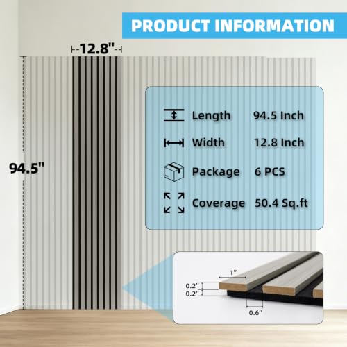 Image of Art3d 6-Piece Wood Acoustic Panels for Noise Reduction, 3D Textured Wall Paneling for Living Room Bedroom TV Background Interior Decor, Grey Oak