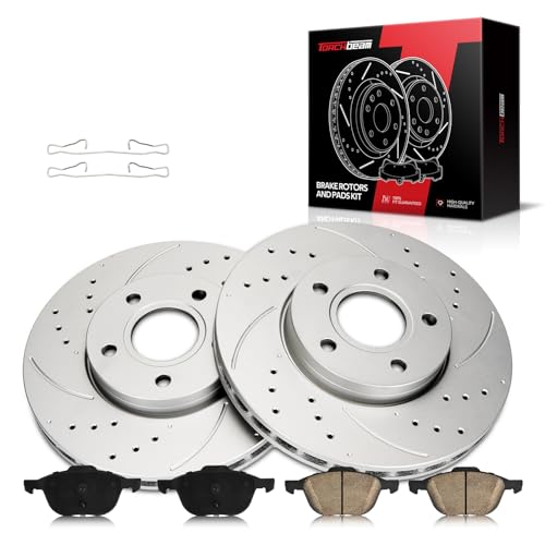 Torchbeam Brake Rotors and Pads Kit Fit Ford Focus 2012-2018, Ford C-Max 2013-2018, Volvo S40 2004-2011, Volvo C30 2012-2013, 10.94in Rotors, 54181+D1044 Brake Kit, Front Brakes and Rotors