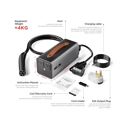Image of 7.5KW NACS EV Discharger, V2L Discharge Box for Tesla Model X /Y /3 /S, V2H Charging Station Outdoor Power Supply for Camping, Construction, and Emergency Use