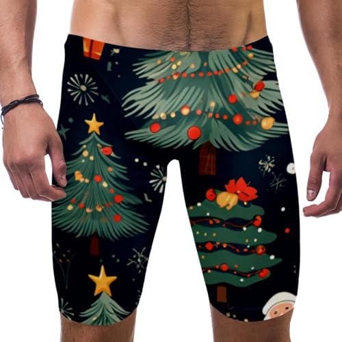 Pantalones cortos de natación para hombre con diseño divertido de árboles de Navidad