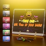 Acrylic Dry Erase Board with Light, 13.7'X10' 6-Color Neon Glow Memo LED Light-Up Message Note Board with Stand as Night Light for Room/Store/Office/Festival/Gift, Touch Control, 7 Markers
