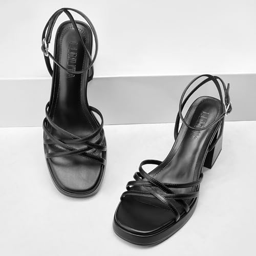 Women's Rhinestone Sparkling Heeled Sandals, Ankle-Strap Pin-Buckled Block Heel Gold Square-Toe Sandals, Dress-Up Summer Ball Party Dress Shoes3