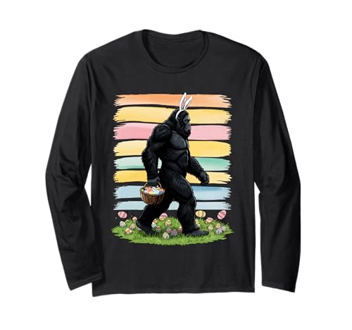 Easter Day Funny Bigfoot Sasquatch Easter Eggs Men Women Kid Long Sleeve T-Shirt
