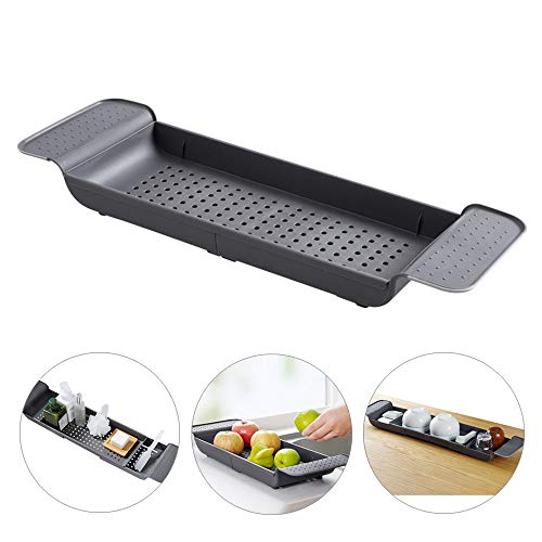 Bathtub Shelf Caddy Tray, Expandable Bath Table Shelf, Plastic Tub Bathtub Storage Rack