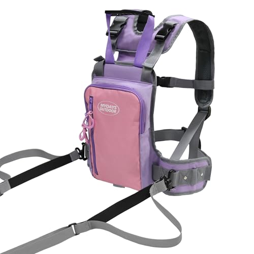 Ski and Snowboard Harness Trainer,Control Steer & Speed,Snowboard Anti-fall Traction Belt Beginner Pink