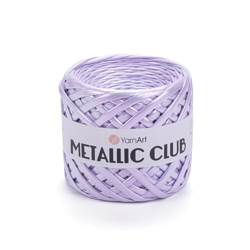 YarnArt Metallic Club Yarn – Super Bulky T-Shirt Yarn, 100% Polyester, 6.35 oz (180g), 60 yds (55m), Shiny Multicolor Thread for Handbags, Chic Night Bags, and Crochet Projects (8101)