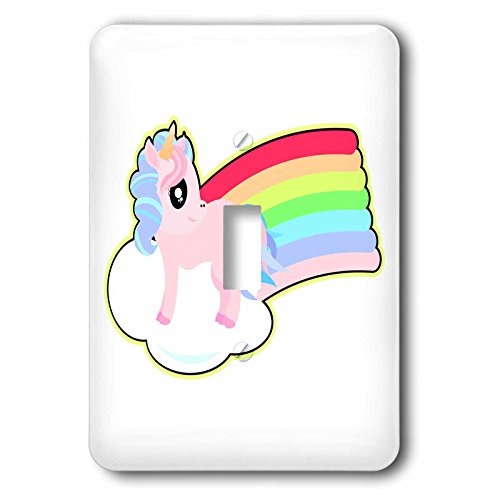 Interruptor de palanca único 3dRose de unicornio arcoíris kawaii multicolor 2
