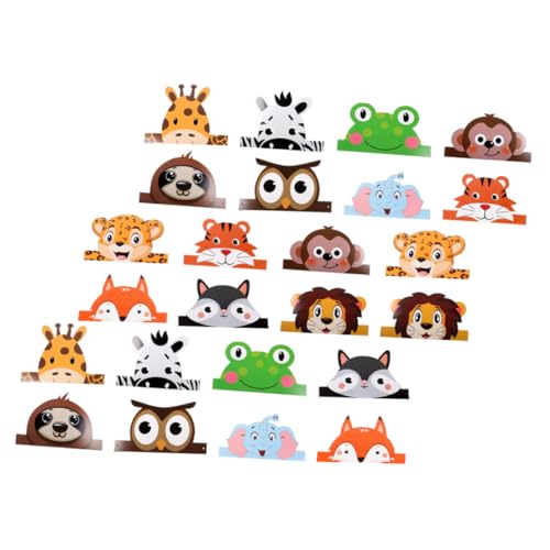 WEKADRIN Cappellini per Feste di Compleanno Animali in Carta Kit da 24 Pezzi Colorati Leggeri e Riutilizzabili per Decorazioni per Party a Tema Giungla e Feste Mascherate
