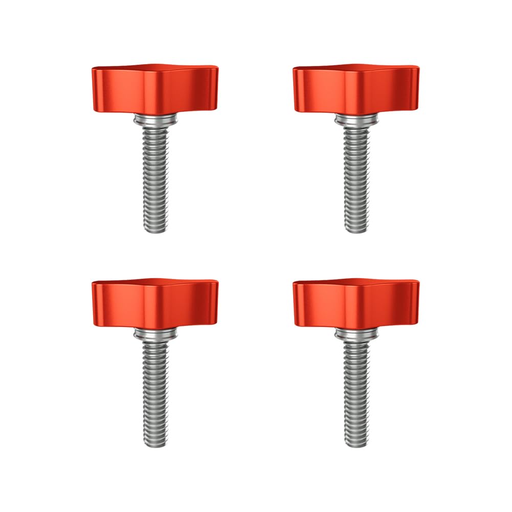 JIHUOO 4 Pcs Stainless Steel Thumb Screws Tee Wing Knobs Thumb Screws Threaded Thumb Handle Hand Clamping Tightening Screws Thumb Screw Fasteners for Wood 1/4" x 1.1"
