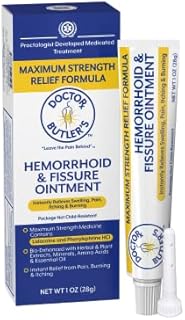 Doctor Butler's Hemorrhoid & Fissure Ointment - Hemorrhoid Treatment with Lidocaine, Aloe Vera, Amino Acids, Essential Oils, Fast Acting Hemorrhoid Cream for Itching, Swelling and Maximum Pain Relief