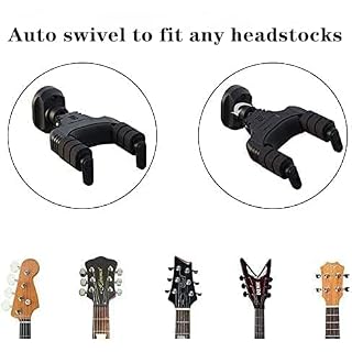 CANTUS Support mural pour guitare, avec verrouillage automatique, pour guitare, acoustique, électrique, basse Noir – Image 3