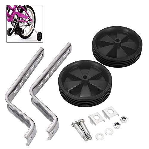 Ruedas de entrenamiento para bicicleta para niños de 12 a 20 pulgadas, kit universal de ruedas auxiliares de equilibrio, ruedas estabilizadoras fijas color negro miniatura 1