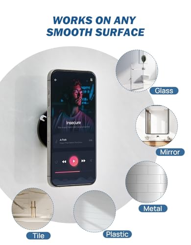 Image of JOYTUTUS Shower Phone Holder, Reusable Suction Cup Phone Mount for Shower, Mirror, Kitchen, Window & Bathroom, Shower Phone Mount Compatible with iPhone 16, 15, 14, 13, 12 & All Phones
