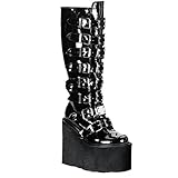 plateaustiefel weiß  Demonia Swing-815 - Gothic Industrial Punk Mega Plateau Stiefel Schuhe 36-43, Größe:EU-40/41 / US-10 / UK-7