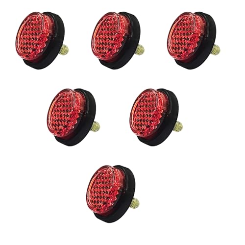 Image of Motorcycle License Plate Bolts and Nuts, 6 Pcs Mini Reflector Tag Screws, M5 Round Reflective Fasteners for Motorcycle License Plate Bracket, Bicycle, Car, and Trailer - Red