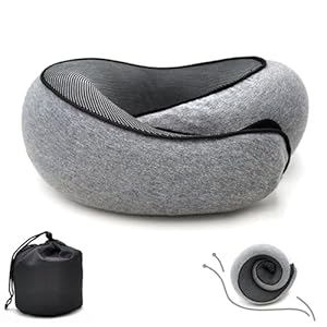 Travel Neck Pillow, Memory Foam Travel Neck Pillow, 360 Degree Comfort and Breathability, Airplane Travel Neck Pillow, Stowable U-Shaped Pillow