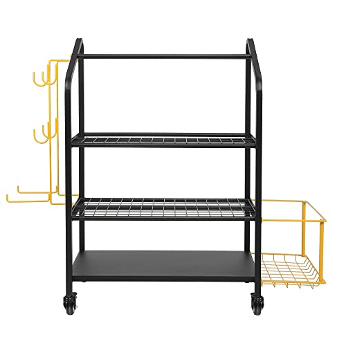Matrix-Athletic Yoga Mat Storage Rack - Home Gym Workout Organizer For Yoga Brick, Block, Roller, Dumbbell, Weight, Kettlebell, Resistance Band, And More - Fitness Exercise Training Equipment Storage Cart With Hooks And Wheels #TOP6