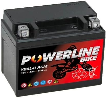 YB4L-B AGM Powerline Factory Sealed Motorcycle Battery 12V 4Ah