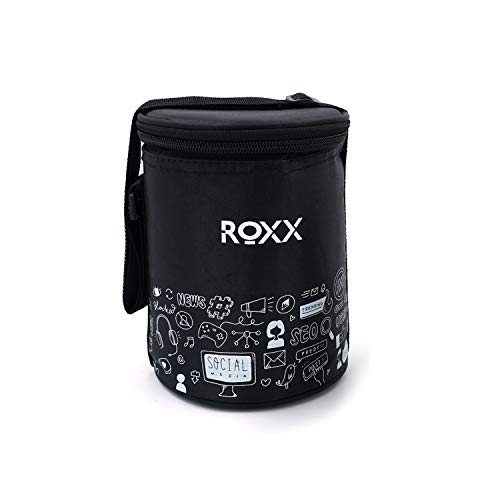 Image of ROXX Happy Meal Tiffin, Stainless Steel Lunch Box for Office /College, Double Walled Puf Insulation with Fabric Insulated Bag, Black (3 Containers)