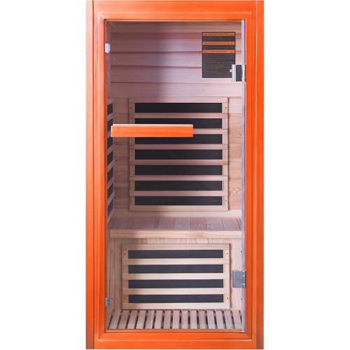 Image of OUTEXER Far Infrared Sauna Dry Saunas 1065W Indoor Home Sauna Low EMF 110V with Control Panel 7 Color Light 31.5 inchx31.5 inchx63 inch