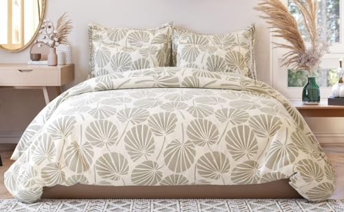 Image of DECOMIZER Super Soft Glace Cotton King Size AC Comforter || Blanket || Duvet with 1 King Size Elastic Fitted Bedsheet 72 inchX78 inch Inch and 2 Large Pillow Cover - 4 Piece Comforter Set - Beige Patta