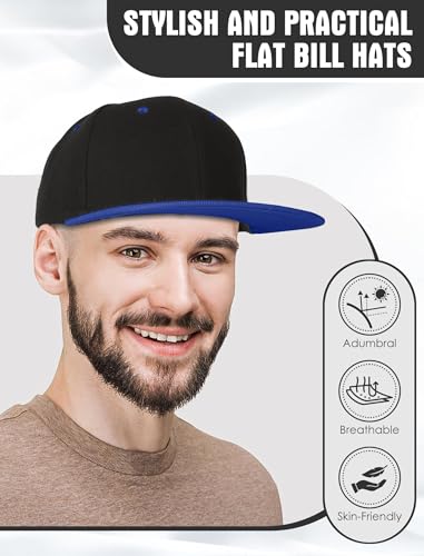 Image of 10 Pack Blank Snapback Hats for Men Flat Brim Hats Baseball Caps Bulk
