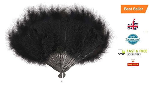 Henbrandt - Ventaglio di piume per travestimento burlesque, colore: nero