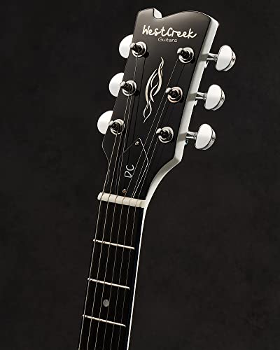 Westcreek Dc Electric Guitar With 6 String, Solid Body Electric Guitar, Dog Ear P90 Pickups, Bone Nut, Right Handed, 22 Frets, Slim C Neck, Roosewood Fretboard, Mahogany Body #TOP4