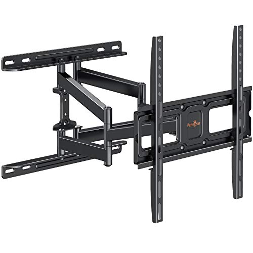 Discount 80% Full Motion TV Wall Mount Dual Articulating Arms Bracket Swivel Tilt Extension Rotation Fits Most 26-55 Inch LED, LCD, OLED 4K Flat Curved TVs Max VESA 400x400mm and Holds up to 99lbs by Perlegear