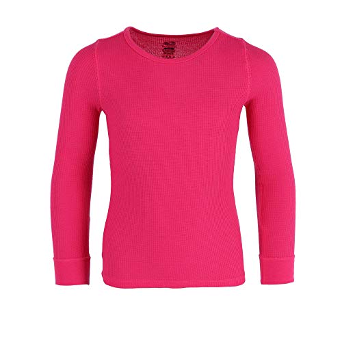 Fruit of the Loom Girl's Waffle Weave Top and Bottom Thermal Long Underwear Fuchsia2