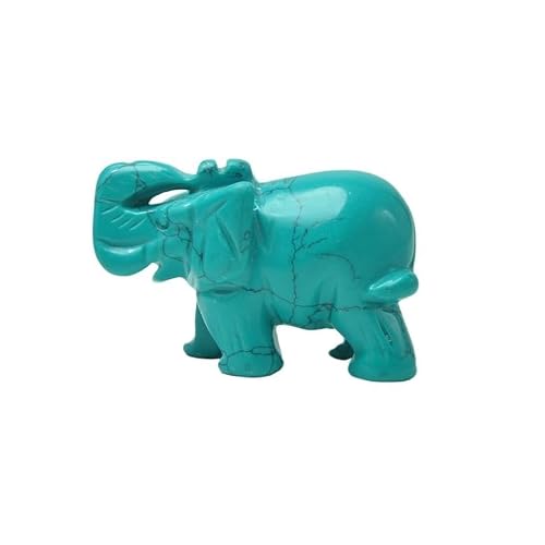 HUFFA Crystal Jade Agate Elephant Figurine - Auspicious Home Decoration Ornament(GreenPineElephant,1.5inch)