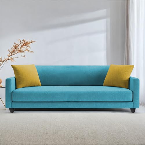 Image of Casaliving Dominic 3 Seater Sofa Set for Living Room (Turquise Fabric) Premium Fabric Sofa