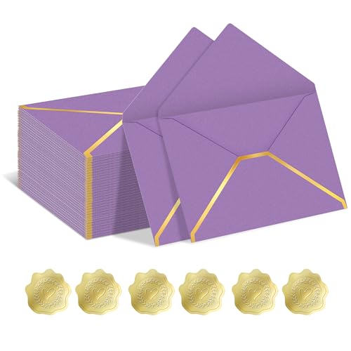 Enveloppes violettes A7 lot de 50 avec rabat en V pour invitations