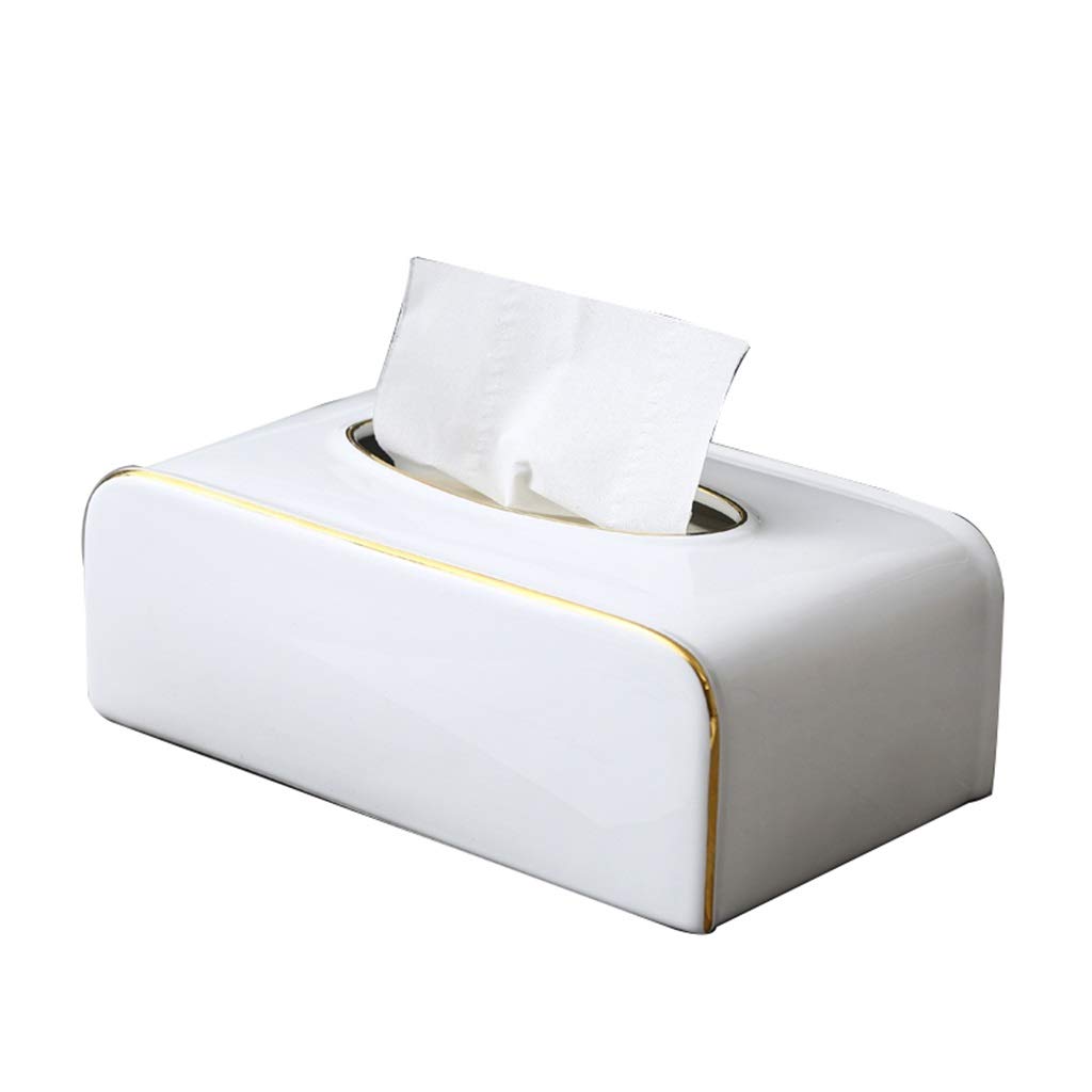 Cnfhfry Black Tissues Box， Bedroom Living Room Desktop Storage Box Household Coffee Table Restaurant Ceramic Tissue(Black)