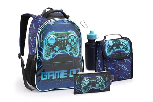 Kit Mochila Menino Infantil Game Lancheira Estojo Garrafa