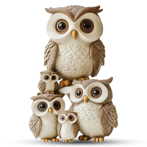 Aurelx Eule Deko 2D Flache Owl Holzdeko Glücksbringer Holzfiguren Deko Figuren mit 5 Eulen Holzfigur im Schlafzimmer Eulen Geschenke für Frauen Eulenliebhaber & Vogelliebhaber