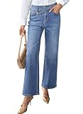 EVALESS womens jeans stretchy are made with stretchy denim fabric, which is comfortable and breathable Straight Wide Leg:These high waisted jeans for women feature loose fit making you move with comfort throughout the day, and the wide legs showing y...