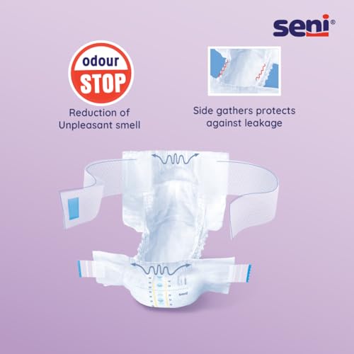 Image of Seni Optima Plus Breathable Hip Band Adult Diaper Adult Diaper | Wetness Indicator | Quick Absorption system | latex free | High absorbent | Odour Stop | Dermatologically Tested | Side Leakage Protection | Size Medium | Weist Size (70cm - 105cm) | Pack of 3 | 10 Pcs