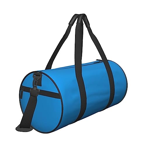 Solid Color Blue* Round Large Capacity Foldable Duffel Bag For Women Men, Gym Tote, Sports Duffel.3