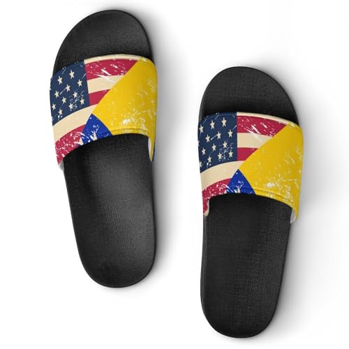 U.S.A And Bosnia And Herzegovina Retro Flag House Slippers for Women Men Lightweight Open-toe Slide Shoes for Bathroom Swimming Beach
