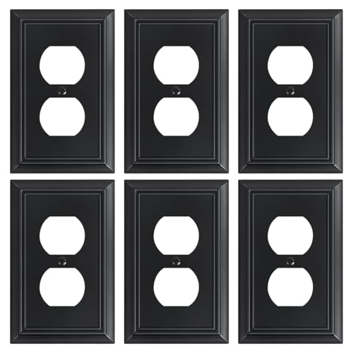 6-Pack Natural Bamboo Fiber Duplex Outlet Cover Plate Decorative Wall Plate