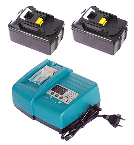 2 baterías de 3,0 Ah + cargador para baterías de herramientas Makita BL1830 Li 18,0 V 3,0 Ah, 196672-8, sustituye a DC18RC BL1850 BL1840