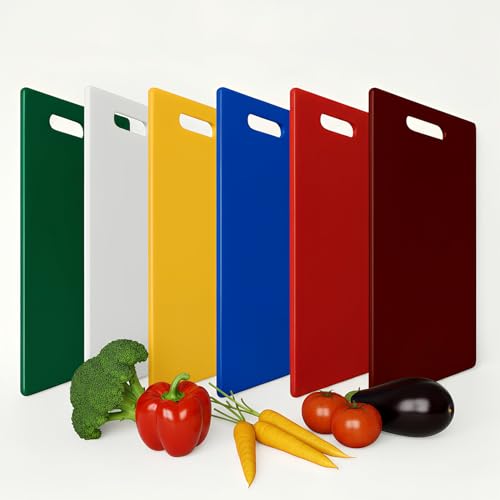 AEX Large Plastic Cutting Board 40×25 cm – BPA Free, Non Slip Chopping Board for Kitchens Lightweight Food Prep Surface for Meat, Vegetables & Fruit, Easy Clean, Durable Kitchen Board (Set of 6)