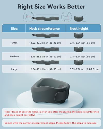 Neck Brace for Sleeping, For Relief Neck Pain and Provide Support Soft Cervical Collar, Neck Support Keep Vertebrae Stable & Aligned Relief of Cervical Spine Pressure Gray (Medium Size)